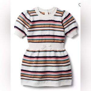 Janie and Jack Striped Puff Sleeve Sweater Dress